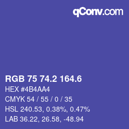 カラーコード: RGB 75 74.2 164.6 | qconv.com