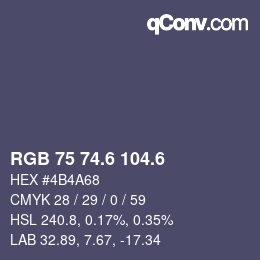 カラーコード: RGB 75 74.6 104.6 | qconv.com