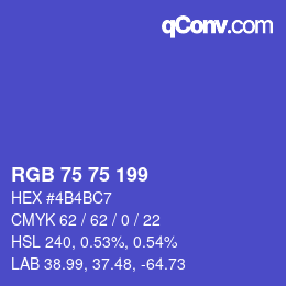 カラーコード: RGB 75 75 199 | qconv.com