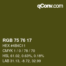 カラーコード: RGB 75 76 17 | qconv.com