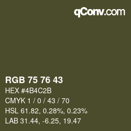 Color code: RGB 75 76 43 | qconv.com