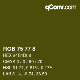 Color code: RGB 75 77 8 | qconv.com