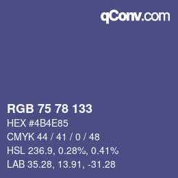 Color code: RGB 75 78 133 | qconv.com