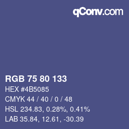 颜色代码: RGB 75 80 133 | qconv.com