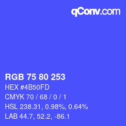 颜色代码: RGB 75 80 253 | qconv.com