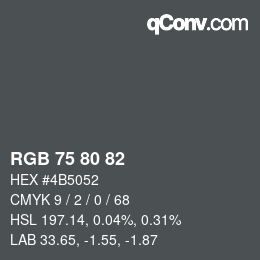 颜色代码: RGB 75 80 82 | qconv.com