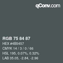 カラーコード: RGB 75 84 87 | qconv.com