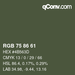 カラーコード: RGB 75 86 61 | qconv.com