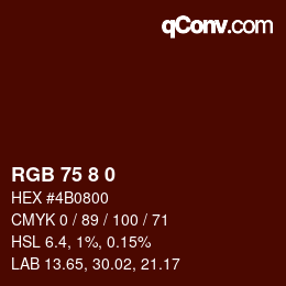 颜色代码: RGB 75 8 0 | qconv.com