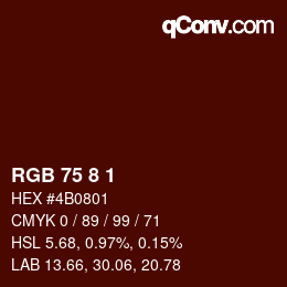カラーコード: RGB 75 8 1 | qconv.com