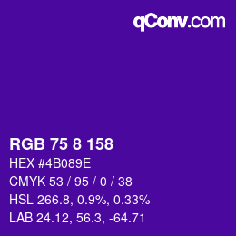 カラーコード: RGB 75 8 158 | qconv.com