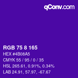 カラーコード: RGB 75 8 165 | qconv.com