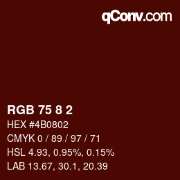 颜色代码: RGB 75 8 2 | qconv.com