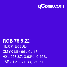 Color code: RGB 75 8 221 | qconv.com