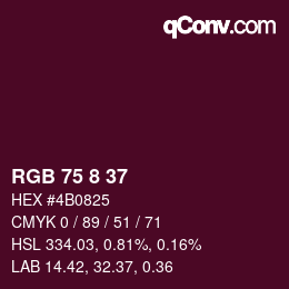 颜色代码: RGB 75 8 37 | qconv.com