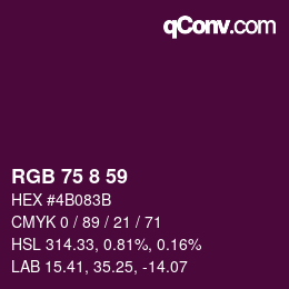 カラーコード: RGB 75 8 59 | qconv.com