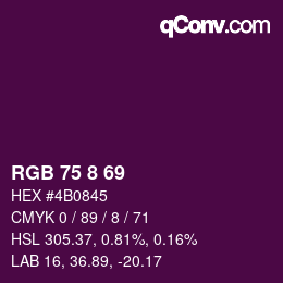 Color code: RGB 75 8 69 | qconv.com