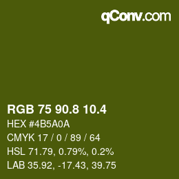 カラーコード: RGB 75 90.8 10.4 | qconv.com