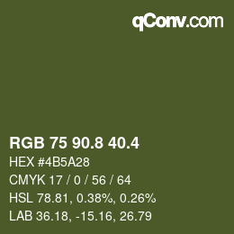 カラーコード: RGB 75 90.8 40.4 | qconv.com