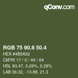 カラーコード: RGB 75 90.8 50.4 | qconv.com
