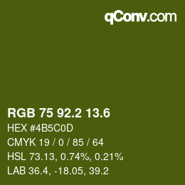 カラーコード: RGB 75 92.2 13.6 | qconv.com