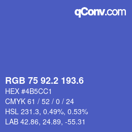 カラーコード: RGB 75 92.2 193.6 | qconv.com