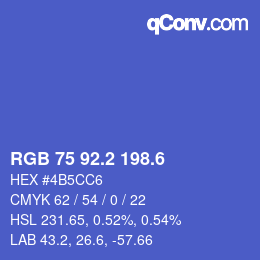カラーコード: RGB 75 92.2 198.6 | qconv.com