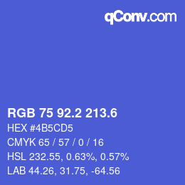 カラーコード: RGB 75 92.2 213.6 | qconv.com