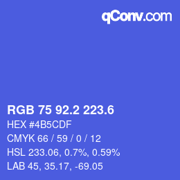 カラーコード: RGB 75 92.2 223.6 | qconv.com