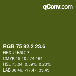 カラーコード: RGB 75 92.2 23.6 | qconv.com