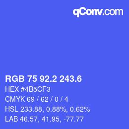 カラーコード: RGB 75 92.2 243.6 | qconv.com