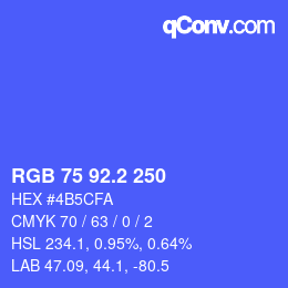 カラーコード: RGB 75 92.2 250 | qconv.com