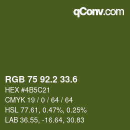 カラーコード: RGB 75 92.2 33.6 | qconv.com