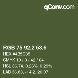 カラーコード: RGB 75 92.2 53.6 | qconv.com