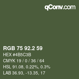 カラーコード: RGB 75 92.2 59 | qconv.com