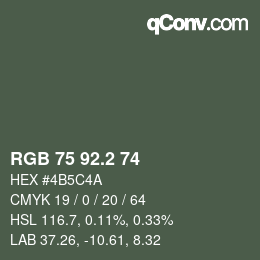 カラーコード: RGB 75 92.2 74 | qconv.com