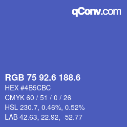 カラーコード: RGB 75 92.6 188.6 | qconv.com