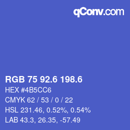 カラーコード: RGB 75 92.6 198.6 | qconv.com