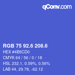 カラーコード: RGB 75 92.6 208.6 | qconv.com