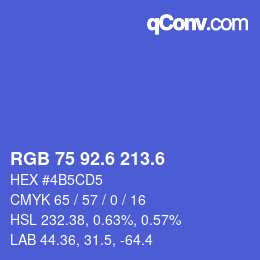カラーコード: RGB 75 92.6 213.6 | qconv.com