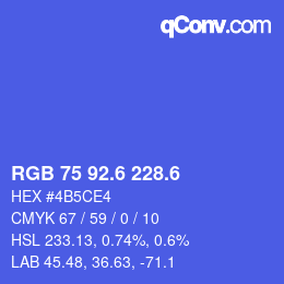 カラーコード: RGB 75 92.6 228.6 | qconv.com