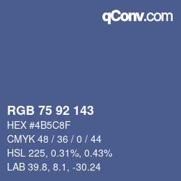 カラーコード: RGB 75 92 143 | qconv.com