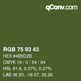 カラーコード: RGB 75 93 43 | qconv.com