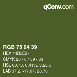 Color code: RGB 75 94 39 | qconv.com