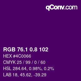 カラーコード: RGB 76.1 0.8 102 | qconv.com