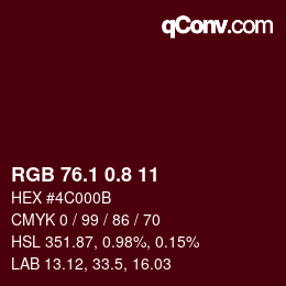 Color code: RGB 76.1 0.8 11 | qconv.com