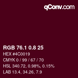 Color code: RGB 76.1 0.8 25 | qconv.com