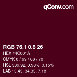 カラーコード: RGB 76.1 0.8 26 | qconv.com