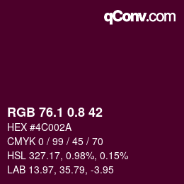カラーコード: RGB 76.1 0.8 42 | qconv.com