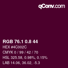 カラーコード: RGB 76.1 0.8 44 | qconv.com